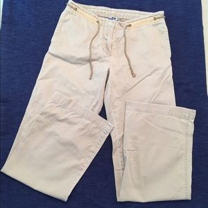 Straight Leg Drawstring Waist Khaki Women Pants